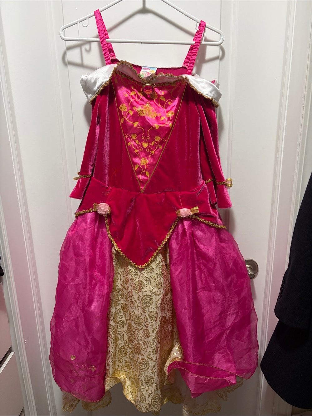 Girls Pink Princess Costume Dress with Gold Accents